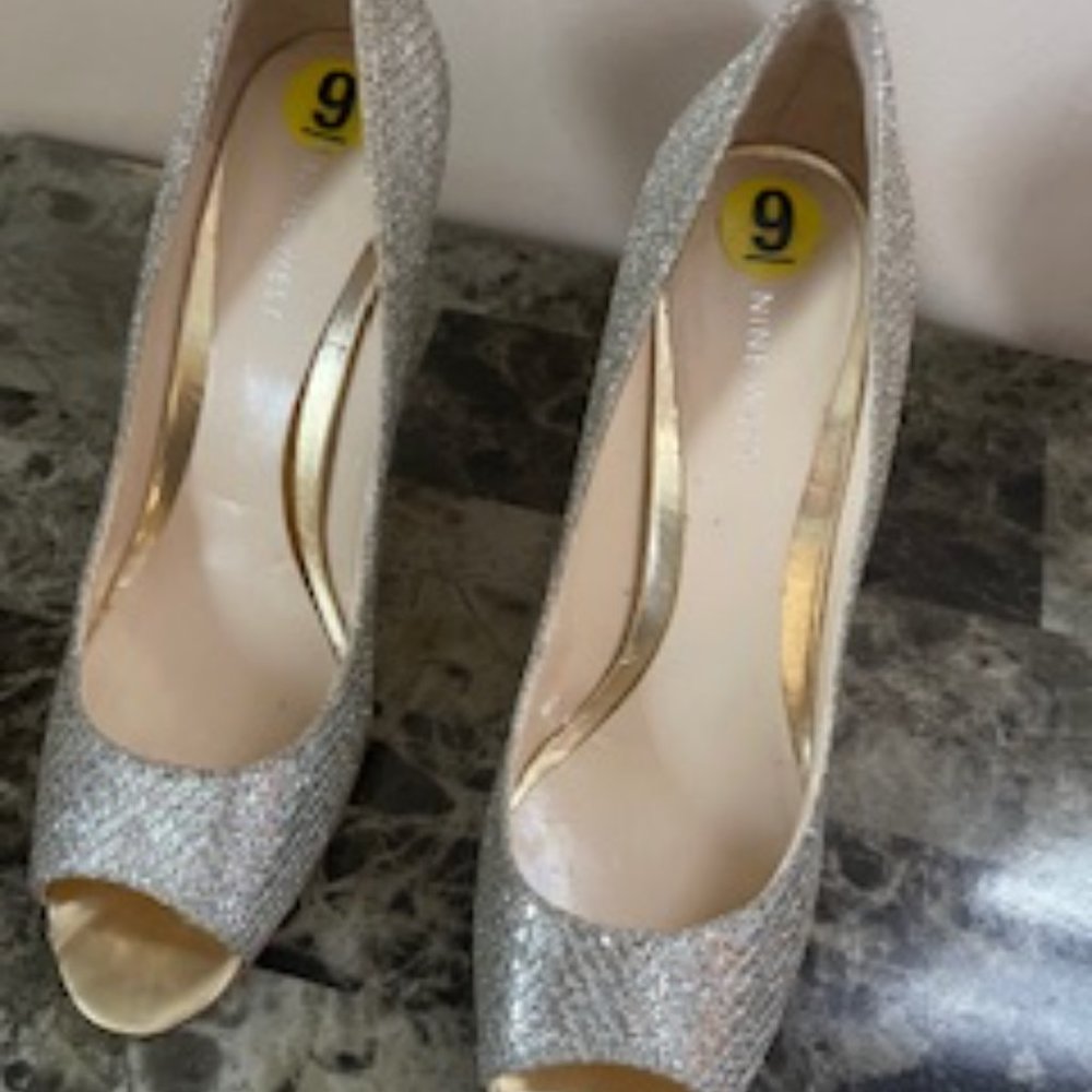 silver sparkly open toe high heels wedding special occassion